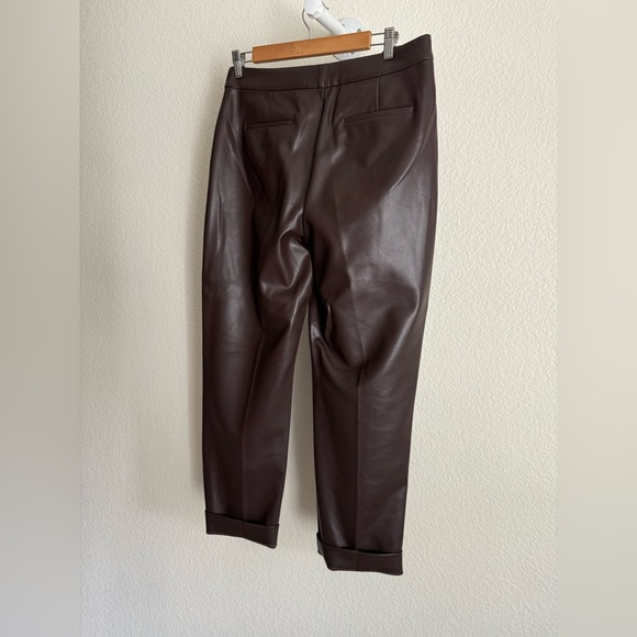 J. CREW Kate Straight Leg Pant in Dark Brown Faux Leather - Picture 5 of 6
